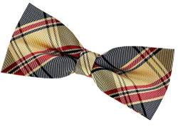 Retreez Herren Gewebte vorgebundene Fliege Retro Plaid Karo 11,5 cm - khaki, schwarz und rot von Retreez