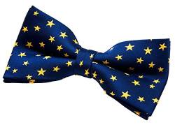 Retreez Herren Gewebte vorgebundene Fliege Sterne Sternmuster Sternenmuster 13 cm - marineblau und gelb von Retreez