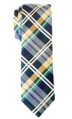 Retreez Herren Schmale Gewebte Krawatte Elegante Tartan Plaid Karo 5 cm - dunkelgrün und gelb und marineblau von Retreez