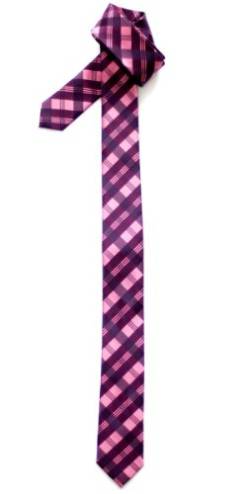Retreez Herren Schmale Gewebte Krawatte Tartan Plaid Muster 5 cm - rosa und violett von Retreez