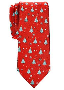 Retreez Schmale Krawatte mit Weihnachtsbaum- und Schneeflockenmuster, Mikrofaser, 6,1 cm - Rot - Einheitsgröße von Retreez