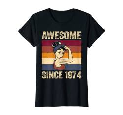 Damen Awesome Since 1974 Geschenke Fantastisch Seit 1974 Frauen T-Shirt von Retro Frauen Geburtstag Geschenke Vintage Jahrgang
