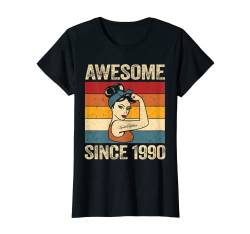 Damen Awesome Since 1990 Geschenke Fantastisch Seit 1990 Frauen T-Shirt von Retro Frauen Geburtstag Geschenke Vintage Jahrgang