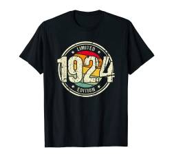 100 Jahre Jahrgang 1924 Limited Edition 100. Geburtstag T-Shirt von Retro Geburtstagsgeschenke für Männer und Frauen