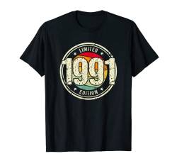 Retro 33 Jahre Jahrgang 1991 Limited Edition 33. Geburtstag T-Shirt von Retro Geburtstagsgeschenke für Männer und Frauen