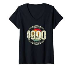 Retro 34 Jahre Jahrgang 1990 Limited Edition 34. Geburtstag T-Shirt mit V-Ausschnitt von Retro Geburtstagsgeschenke für Männer und Frauen