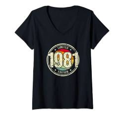 Retro 43 Jahre Jahrgang 1981 Limited Edition 43. Geburtstag T-Shirt mit V-Ausschnitt von Retro Geburtstagsgeschenke für Männer und Frauen