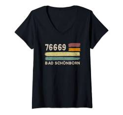 Damen Retro 76669 Bad Schönborn Vintage Gemeinde PLZ T-Shirt mit V-Ausschnitt von Retro Gemeinde Postleitzahlen