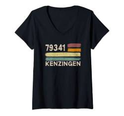 Damen Retro 79341 Kenzingen Vintage Gemeinde PLZ T-Shirt mit V-Ausschnitt von Retro Gemeinde Postleitzahlen