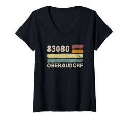 Damen Retro 83080 Oberaudorf Vintage Gemeinde PLZ T-Shirt mit V-Ausschnitt von Retro Gemeinde Postleitzahlen