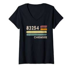 Damen Retro 83254 Chiemsee Vintage Gemeinde PLZ T-Shirt mit V-Ausschnitt von Retro Gemeinde Postleitzahlen