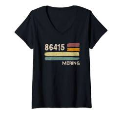 Damen Retro 86415 Mering Vintage Gemeinde PLZ T-Shirt mit V-Ausschnitt von Retro Gemeinde Postleitzahlen