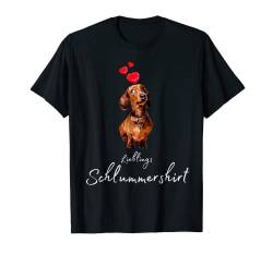 Lieblings Schlummershirt Dachshund Spruch Dackel und Herzen T-Shirt von Retro Pawty