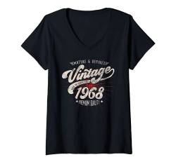 Damen Ausgereift und raffiniert Vintage 1968 Geburtstag Distressed T-Shirt mit V-Ausschnitt von Retro Style Birth Year Apparel Gifts