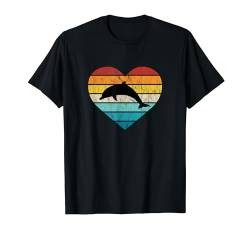 Ich liebe Delfine im Meer Aquarium Ozean Meerestier Delphin T-Shirt von Retro Zoo Tier Silhouetten für jung und alt