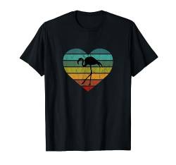 Ich liebe Flamingos in Afrika Herz Wildnis Serengeti Safari T-Shirt von Retro Zoo Tier Silhouetten für jung und alt
