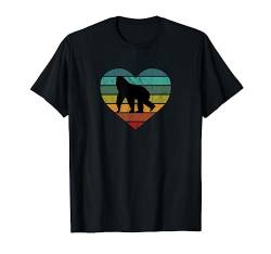 Ich liebe Gorillas in Afrika Herz Wildnis Serengeti Safari T-Shirt von Retro Zoo Tier Silhouetten für jung und alt