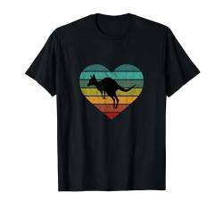 Ich liebe Känguru Silhouette Herz Wildnis Australien Wallaby T-Shirt von Retro Zoo Tier Silhouetten für jung und alt