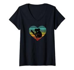 Ich liebe Koalabären Baum Wald Herz Wildnis Australien Koala T-Shirt mit V-Ausschnitt von Retro Zoo Tier Silhouetten für jung und alt