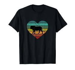 Ich liebe Löwen in Afrika Herz Wildnis Serengeti Safari T-Shirt von Retro Zoo Tier Silhouetten für jung und alt