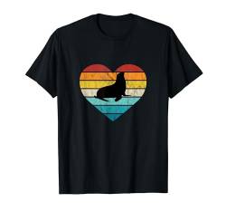 Ich liebe Robbe im Meer Aquarium Ozean Meerestier Seehund T-Shirt von Retro Zoo Tier Silhouetten für jung und alt