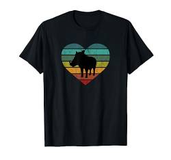 Ich liebe Warzenschweine in Afrika Herz Wildnis Serengeti T-Shirt von Retro Zoo Tier Silhouetten für jung und alt