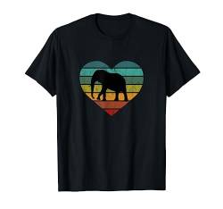 Rette Serengeti Safari Kenia Afrika Herz Ich liebe Elefanten T-Shirt von Retro Zoo Tier Silhouetten für jung und alt