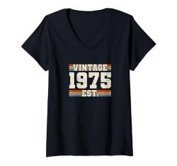 Retro 49 Jahre Vintage Jahrgang 1975 49. Geburtstag T-Shirt mit V-Ausschnitt von Retro & Vintage Jahrgang Geburtstagsgeschenke