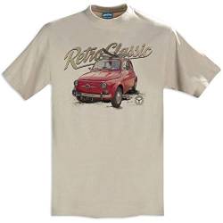 RetroClassic Classic 1965 Fiat 500 Car Herren T-Shirt, sand, XXL von RetroClassic