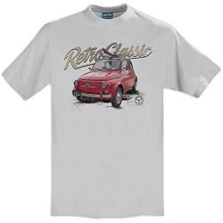 RetroClassic Classic 1965 Fiat 500 Car Herren T-Shirt Gr. L, Pacific Grey von RetroClassic