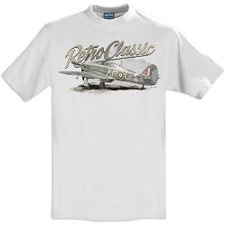 RetroClassic Herren T-Shirt World War II Hawker Hurricane Fighter Gr. M, weiß von RetroClassic