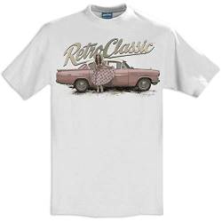 RetroClassic Herren-T-Shirt für Opel Cresta und Pin-up Annie Drew Gr. XXL, weiß von RetroClassic