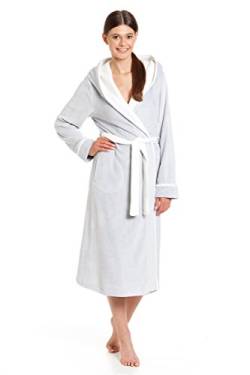 Revise Damen Morgenmantel – Bademantel RE-611 - Warm und Flauschig - Grau Weiß – S von Revise