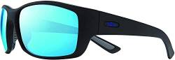Revo Sonnenbrille Dexter: Polarisierte Kristallglaslinse für Herren mit großem, quadratischem Wrap-Rahmen, mattschwarzer Rahmen mit H20 Blue Lens von Revo