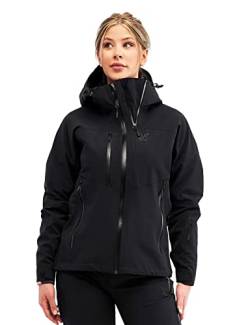 RevolutionRace Cyclone Rescue Jacket, Damenjacke, Belüftete und Wasserdichte Jacke für Wanderungen und andere Outdoor-Aktivitäten, Black Edition, L von RevolutionRace