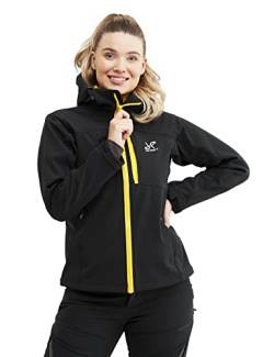 RevolutionRace Hiball Jacket für Damen, Atmungsaktive und Wasserabweisende Jacke für alle Outdoor-Aktivitäten, Black/Yellow, L von RevolutionRace