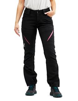 RevolutionRace Hiball Pants für Damen, Strapazierfähige und Atmungsaktive Hose für alle Outdoor-Aktivitäten, Black/Pink, L von RevolutionRace