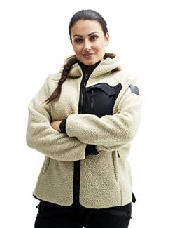 RevolutionRace Sherpa Hoodie für Damen, Outdoor Fleecejacken perfekt für Wanderungen und Outdoor-Abenteuer, Beige Khaki, L von RevolutionRace