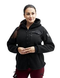 RevolutionRace Sherpa Hoodie für Damen, Outdoor Fleecejacken perfekt für Wanderungen und Outdoor-Abenteuer, Caviar, L von RevolutionRace