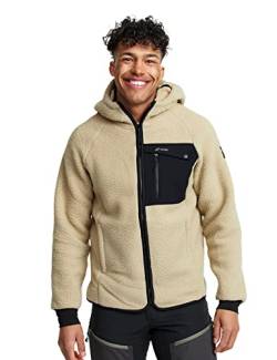 RevolutionRace Sherpa Hoodie für Herren, Outdoor Fleecejacken perfekt für Wanderungen und Outdoor-Abenteuer, Beige Khaki, S von RevolutionRace