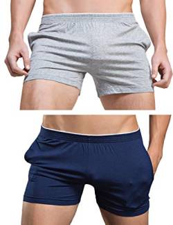 Rexcyril Herren Laufhose / Trainingshose / Sporthose aus Baumwolle, 2er-Pack (Grau + Marineblau), von Rexcyril