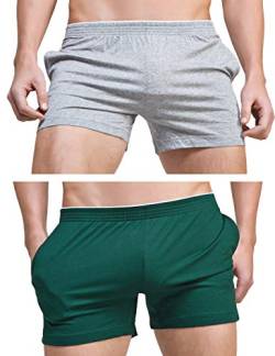 Rexcyril Herren Laufhose / Trainingshose / Sporthose aus Baumwolle, 2er-Pack (grau + grün), von Rexcyril