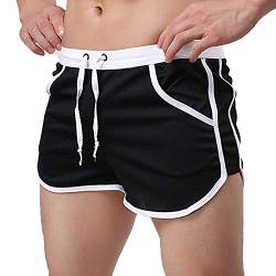 Rexcyril Herren Laufshorts für Workout, Bodybuilding, Fitnessstudio, Sport, Freizeit, kurze Hose, Schwarz, Klein von Rexcyril