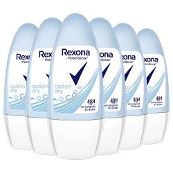 Rexona MotionSense Deo Roll-On Cotton Dry - Anti-Transpirant mit 48 Stunden Schutz gegen starkes Schwitzen und Körpergeruch - 50 ml (6er-Pack) von Rexona