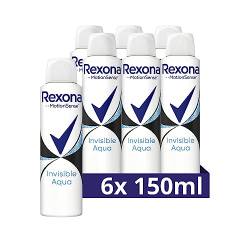 Rexona MotionSense Deo Spray Invisible Aqua Anti Transpirant mit 48 Stunden Schutz gegen Körpergeruch und Achselnässe 6x 150 ml von Rexona
