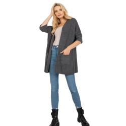 Rey's Lockerer Damen Cardigan mit Taschen, Langer Strickjacke Damen mit 3/4-Ärmeln - Universalgröße von Rey's