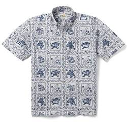 Reyn Spooner Lahaina Sailor Klassische Hawaii-Aloha-Hemden für Herren – Knopfleiste vorne, Lahaina Matrose, Weiß, L von Reyn Spooner