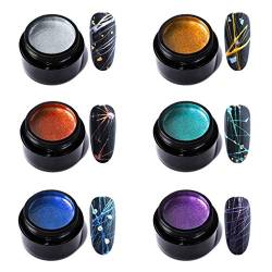 Rfeeuubft Nagel Spinne Gel Set, Ziehen Linie NäGel Kunst Seide 6 StüCke Linie Malerei TräNken Drahtziehen ElastizitäT Off Design Langlebige DIy UV Nagel Gel von Rfeeuubft