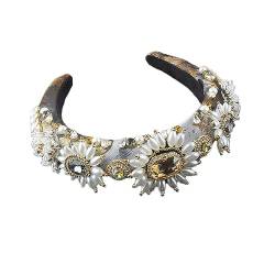 Rfmfkkg Damen Barock Schwamm Intarsien Strass Perle Stirnband Prom Beauty Stirnband 2 Haarbänder von Rfmfkkg