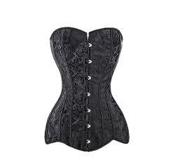 Rfmfkkg Frauen Korsett Lange Torso Korsett Korsett Überbrust Taille Abnehmen Floral Bustier Gorset, Schwarz , 46 von Rfmfkkg